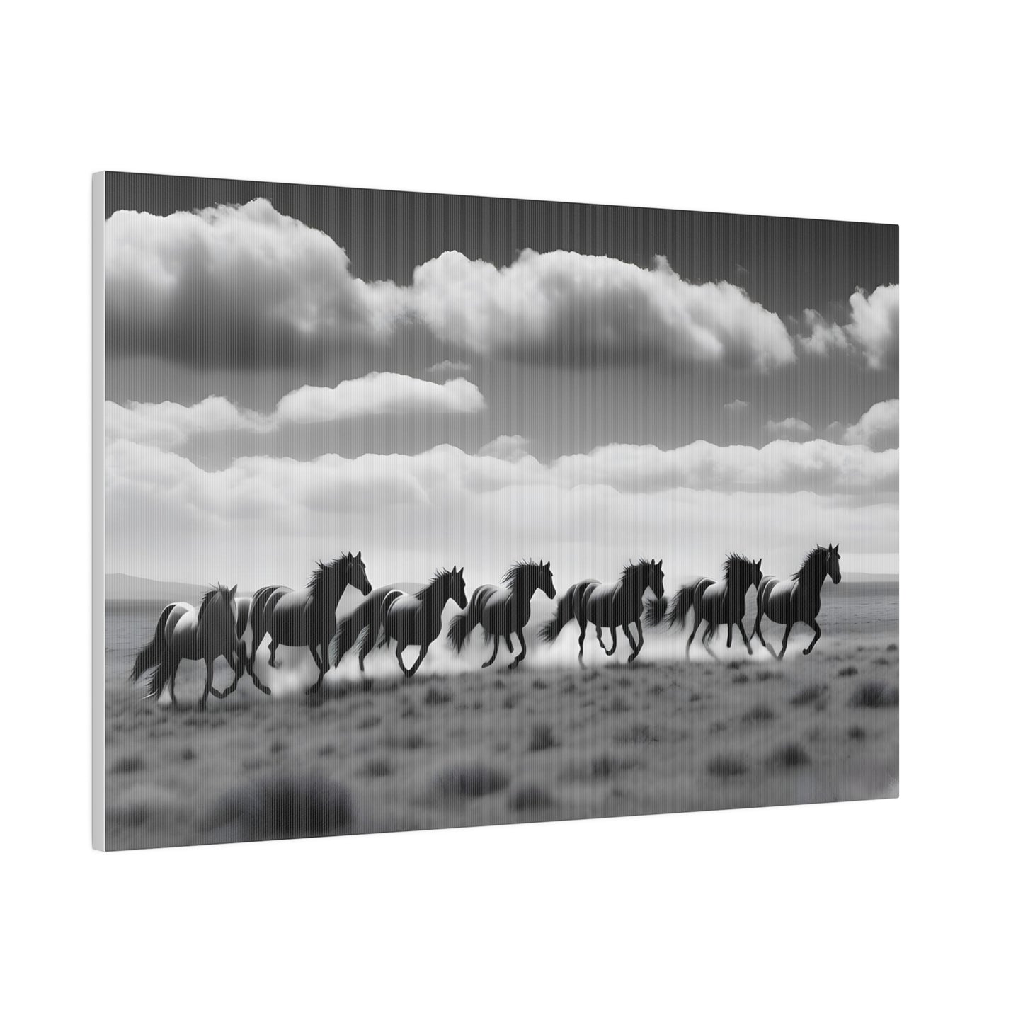 Wild Horses Series BW - Matte Canvas, Stretched, 0.75"