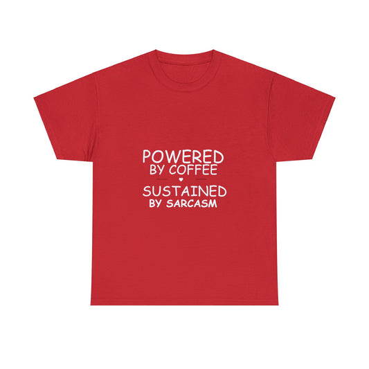 Powered By Coffee Light Text - Unisex Heavy Cotton Tee