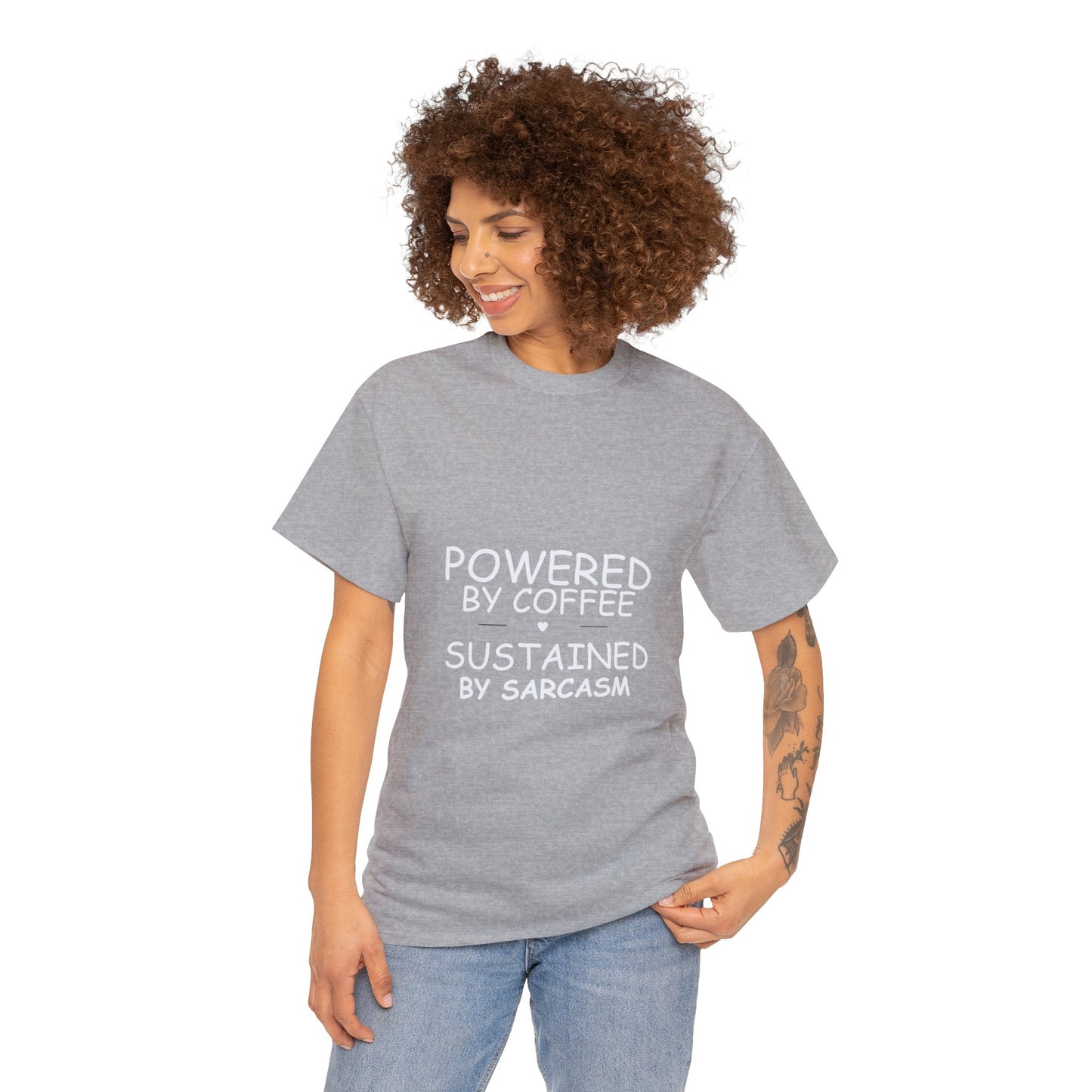 Powered By Coffee Light Text - Unisex Heavy Cotton Tee