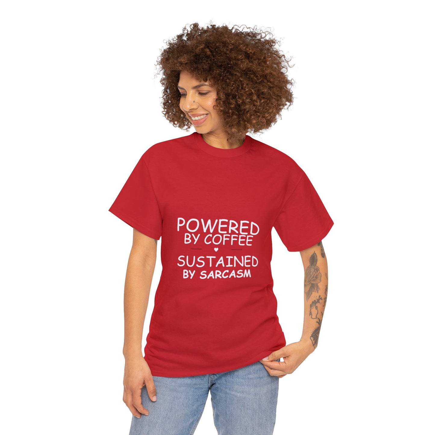 Powered By Coffee Light Text - Unisex Heavy Cotton Tee