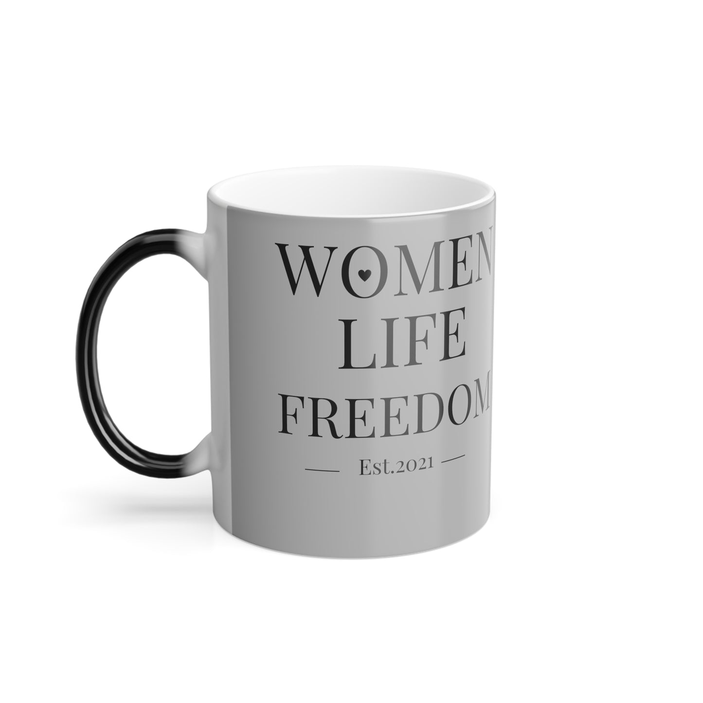 Women Life Freedom V Gray  - Color Morphing Mug, 11oz