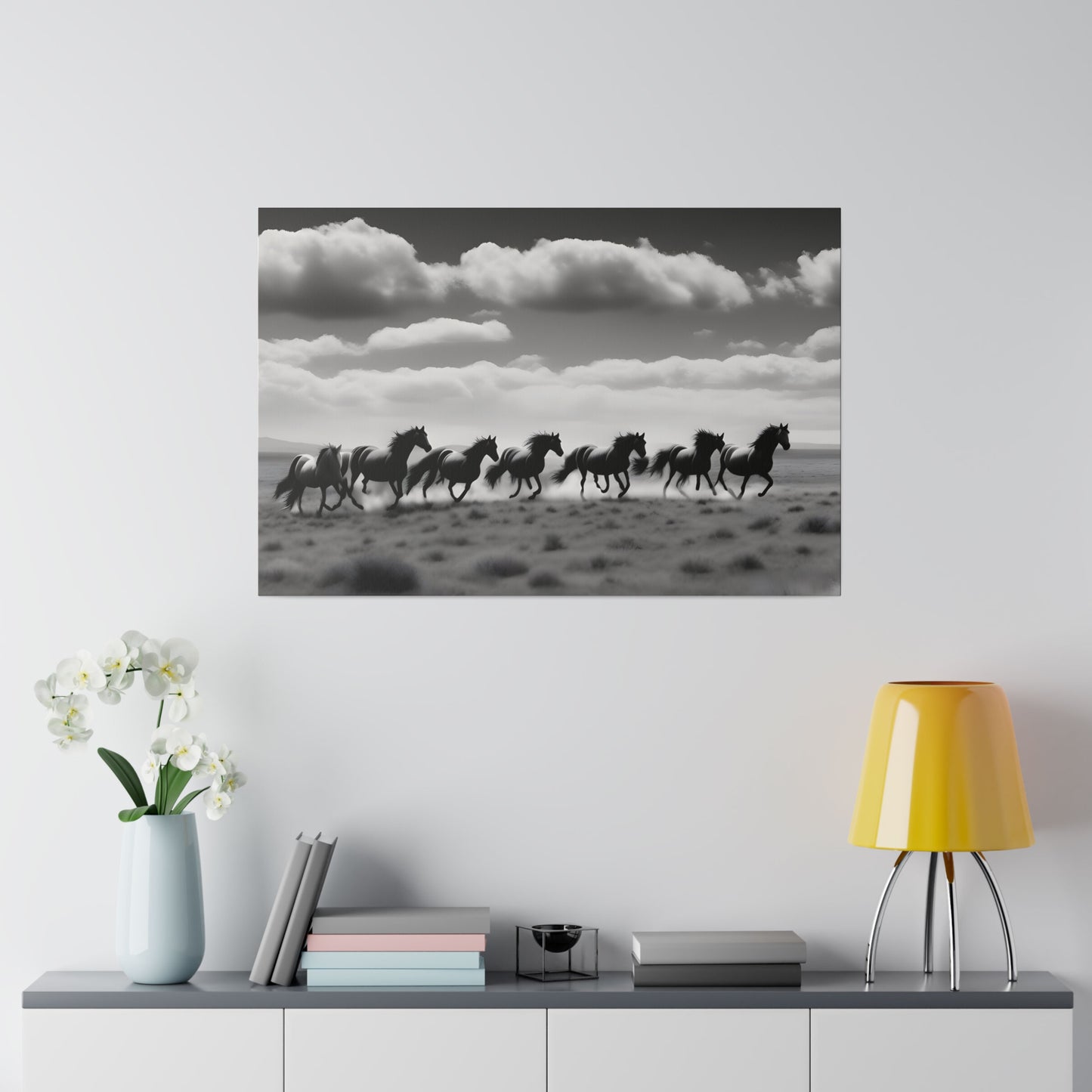 Wild Horses Series BW - Matte Canvas, Stretched, 0.75"