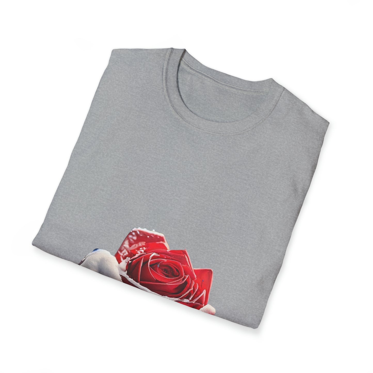 Snowy Red Rose - Unisex Softstyle T-Shirt
